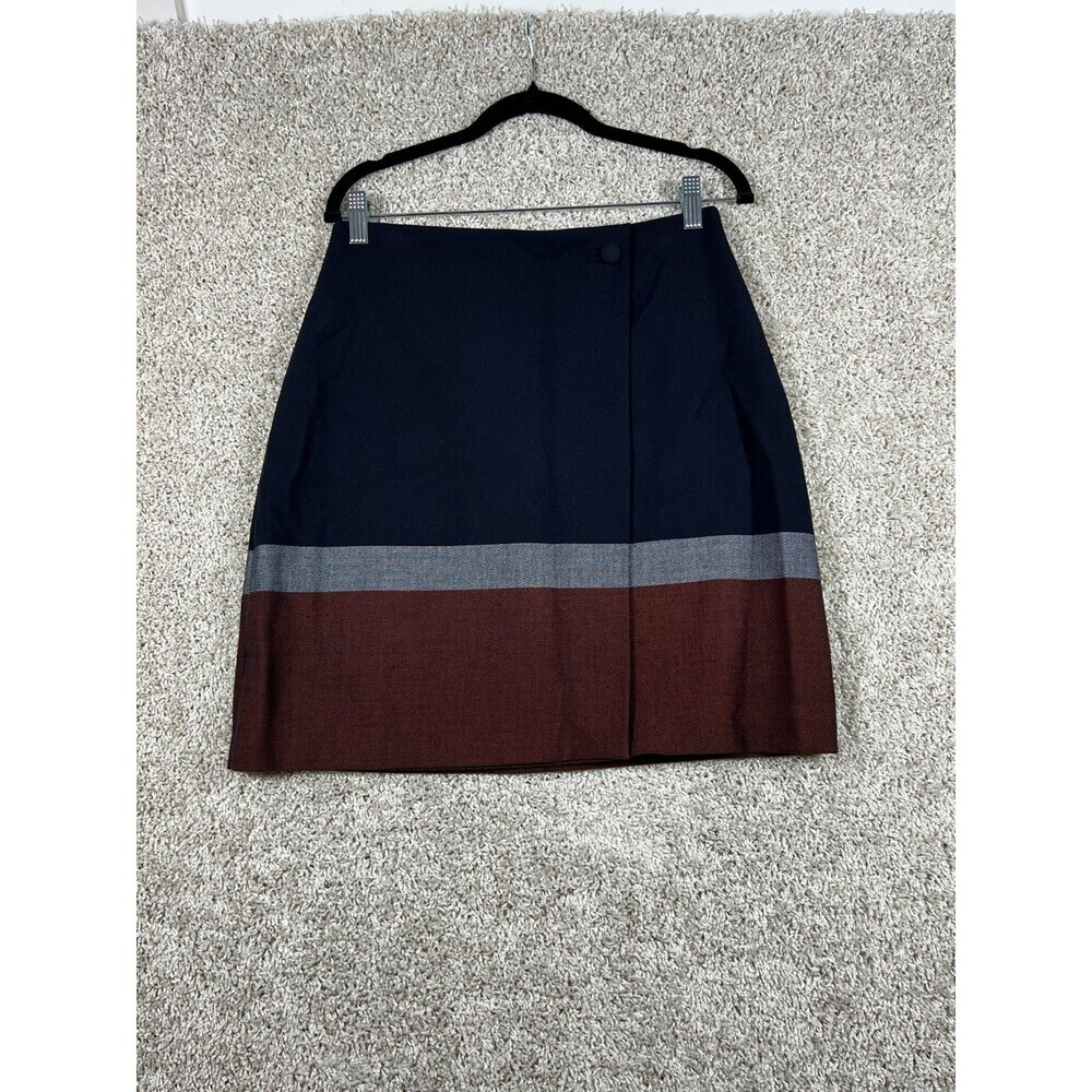 HOBBS London 6 Simone Skirt Faux Wrap Colorblock Lined Side Button Blue NWOT